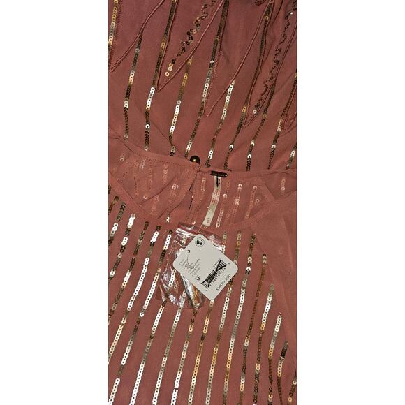 NWT Free People Mint Julep Mini Dress $168 MEDIUM Coral SEQUINED - Picture 5 of 5